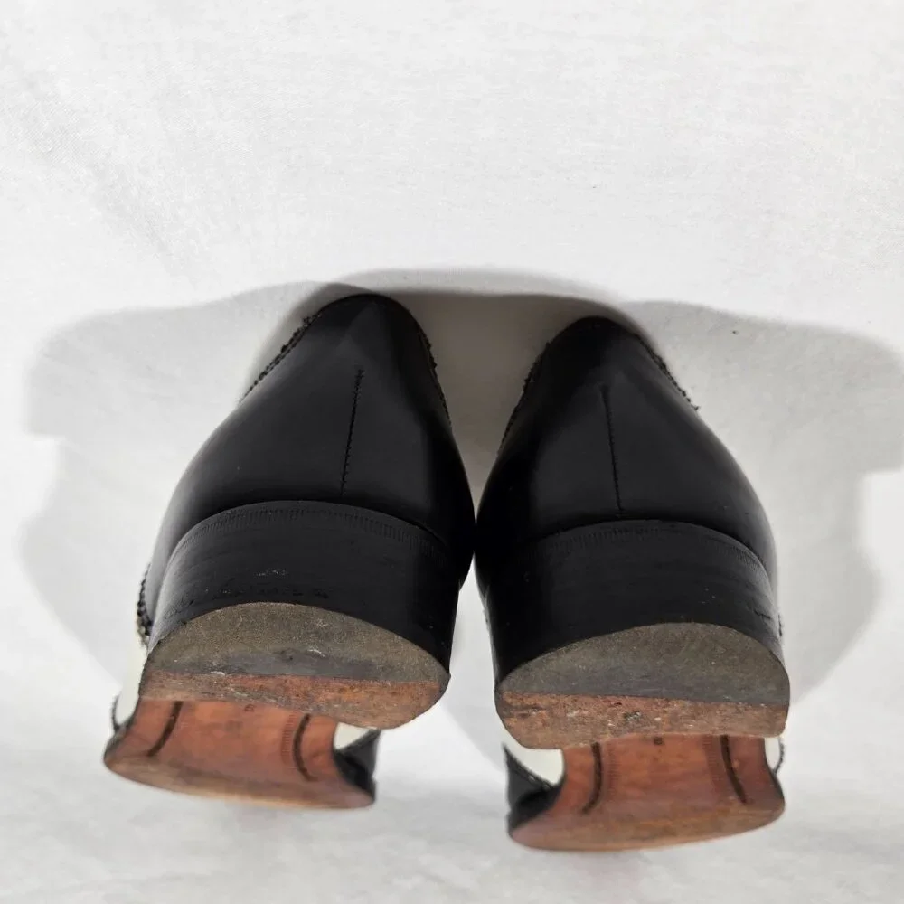 Vintage SPECTATOR COLE HAAN Black&White Wingtip Oxford Dress Shoes Size 9D ITALY - Picture 10 of 17